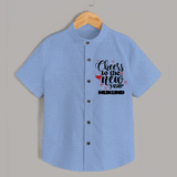 Cheers to the New Year | Personalised Shirt for Kids - SKY BLUE - 0 - 6 Months Old (Chest 23")