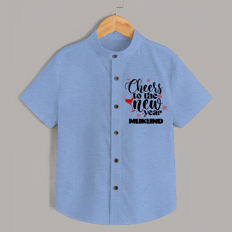 Cheers to the New Year | Personalised Shirt for Kids - SKY BLUE - 0 - 6 Months Old (Chest 23")