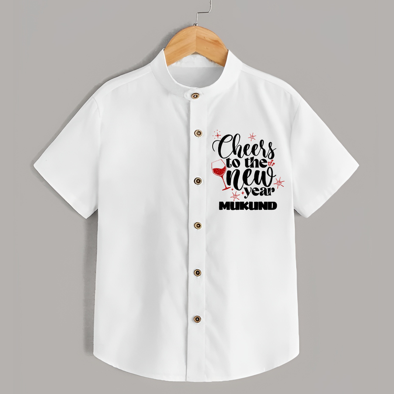 Cheers to the New Year | Personalised Shirt for Kids - WHITE - 0 - 6 Months Old (Chest 23")