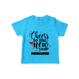 Cheers to the New Year | Personalised T-Shirt for Kids - SKY BLUE - 0-5 Months Old (Chest 17")