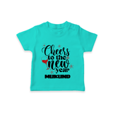 Cheers to the New Year | Personalised T-Shirt for Kids - TEAL - 0-5 Months Old (Chest 17")