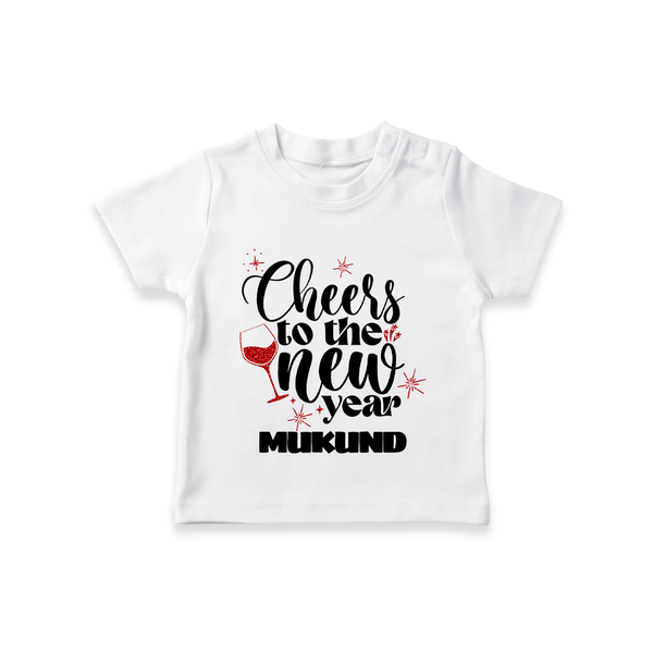 Cheers to the New Year | Personalised T-Shirt for Kids - WHITE - 0-5 Months Old (Chest 17")
