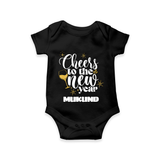 Cheers to the New Year | Personalised Romper for Kids - BLACK - New Born (Chest 14")