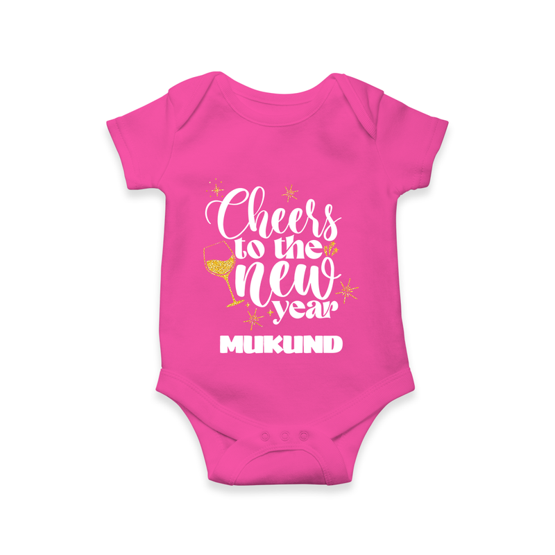 Cheers to the New Year | Personalised Romper for Kids - HOT PINK - New Born (Chest 14")