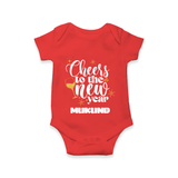 Cheers to the New Year | Personalised Romper for Kids - RED - New Born (Chest 14")