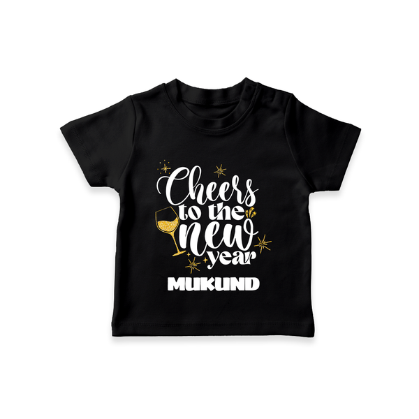 Cheers to the New Year | Personalised T-Shirt for Kids - BLACK - 0-5 Months Old (Chest 17")