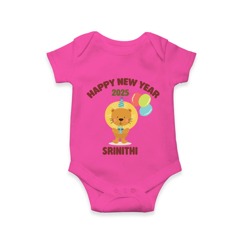 "Happy New Year 2025 - Golden Memories With Our Customized Romper for Babies With Name" - HOT PINK - 0 - 3 Months Old (Chest 16")