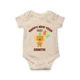 "Happy New Year 2025 - Golden Memories With Our Customized Romper for Babies With Name" - IVORY - 0 - 3 Months Old (Chest 16")