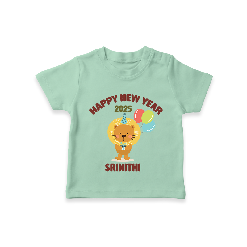 "Happy New Year 2025 - Golden Memories With Our Customized T-Shirt for Kids With Name" - MINT GREEN - 0-5 Months Old (Chest 17")