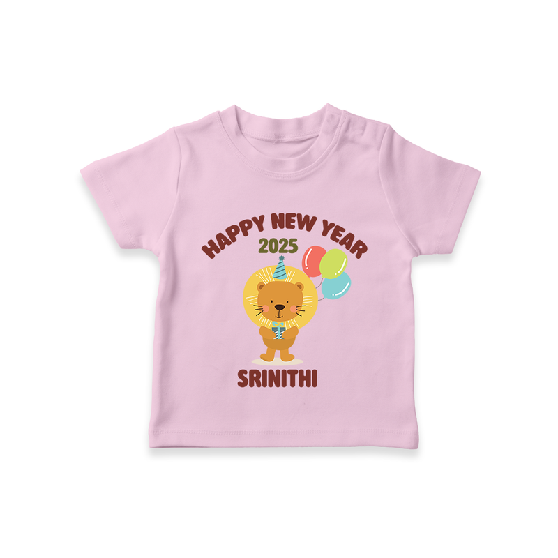 "Happy New Year 2025 - Golden Memories With Our Customized T-Shirt for Kids With Name" - PINK - 0-5 Months Old (Chest 17")