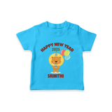 "Happy New Year 2025 - Golden Memories With Our Customized T-Shirt for Kids With Name" - SKY BLUE - 0-5 Months Old (Chest 17")