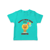 "Happy New Year 2025 - Golden Memories With Our Customized T-Shirt for Kids With Name" - TEAL - 0-5 Months Old (Chest 17")