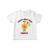 "Happy New Year 2025 - Golden Memories With Our Customized T-Shirt for Kids With Name" - WHITE - 0-5 Months Old (Chest 17")