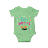 "Happy New Year 2025 - Smiles Forever With Our Customized Romper for Babies With Name" - GREEN - 0 - 3 Months Old (Chest 16")