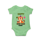 "Happy New Year 2025 - Magical Moments With Our Customized Romper for Babies With Name" - GREEN - 0 - 3 Months Old (Chest 16")