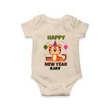 "Happy New Year 2025 - Magical Moments With Our Customized Romper for Babies With Name" - IVORY - 0 - 3 Months Old (Chest 16")