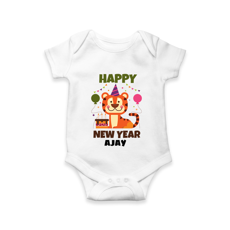 "Happy New Year 2025 - Magical Moments With Our Customized Romper for Babies With Name" - WHITE - 0 - 3 Months Old (Chest 16")