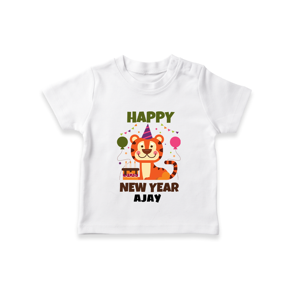 "Happy New Year 2025 - Magical Moments With Our Customized T-Shirt for Kids With Name" - WHITE - 0-5 Months Old (Chest 17")