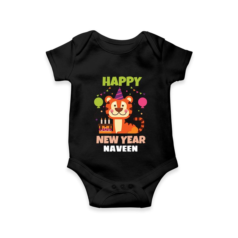 "Happy New Year 2025 - Magical Moments With Our Customized Romper for Babies With Name" - BLACK - 0 - 3 Months Old (Chest 16")