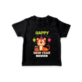 "Happy New Year 2025 - Magical Moments With Our Customized T-Shirt for Kids With Name" - BLACK - 0-5 Months Old (Chest 17")