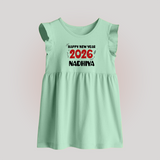 Happy New Year 2026 | Customized Baby Frock   - MINT GREEN - 0 - 3 Months Old (Chest 17")