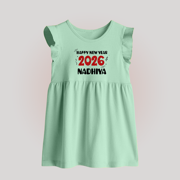Happy New Year 2026 | Customized Baby Frock   - MINT GREEN - 0 - 3 Months Old (Chest 17")