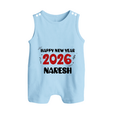 Happy New Year 2026 | Customized Romper Suit   - BABY BLUE - 0 - 5 Months Old (Chest 18")