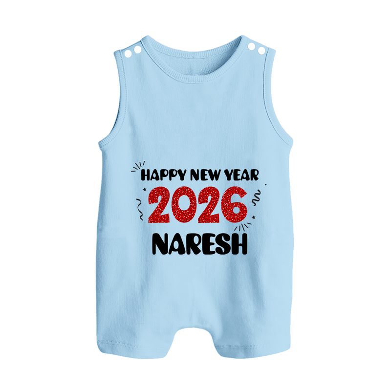 Happy New Year 2026 | Customized Romper Suit   - BABY BLUE - 0 - 5 Months Old (Chest 18")