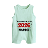 Happy New Year 2026 | Customized Romper Suit   - MINT GREEN - 0 - 5 Months Old (Chest 18")