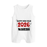 Happy New Year 2026 | Customized Romper Suit   - WHITE - 0 - 5 Months Old (Chest 18")