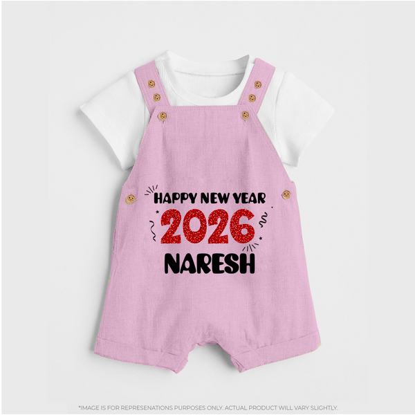 Happy New Year 2026 | Customized Dungaree for Kids - BABY PINK - 0 - 5 Months Old (Chest 18")
