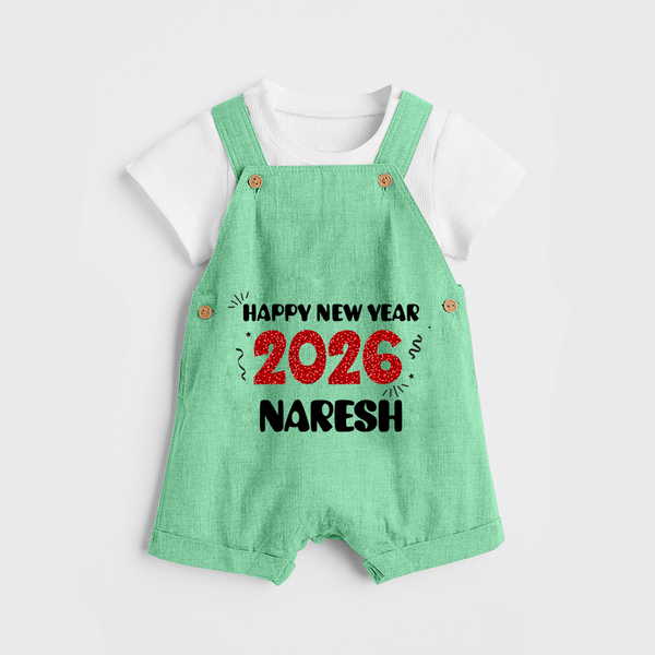 Happy New Year 2026 | Customized Dungaree for Kids - GREEN - 0 - 5 Months Old (Chest 18")