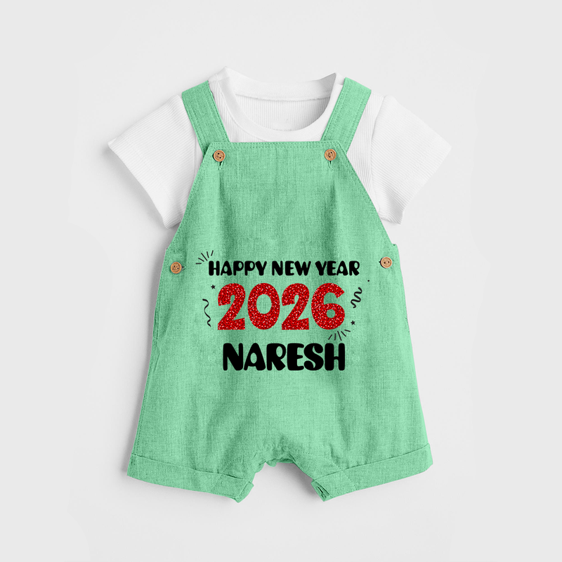 Happy New Year 2026 | Customized Dungaree for Kids - GREEN - 0 - 5 Months Old (Chest 18")