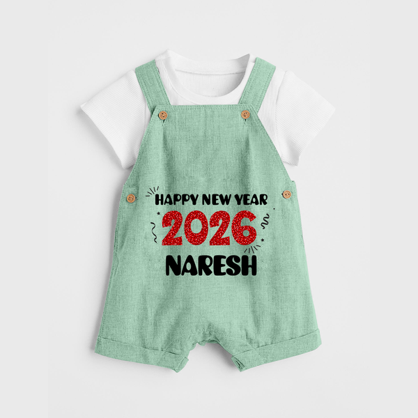 Happy New Year 2026 | Customized Dungaree for Kids - MINT GREEN - 0 - 5 Months Old (Chest 18")