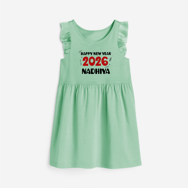 Happy New Year 2026 | Customized Frock for Girls - MINT GREEN - 1 - 2 Years Old (Chest 22" , Full Length 22")