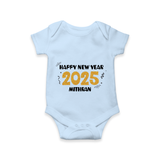 "Happy New Year 2025 - A Joyful Memory With Our Customized Romper for Babies With Name" - BABY BLUE - 0 - 3 Months Old (Chest 16")