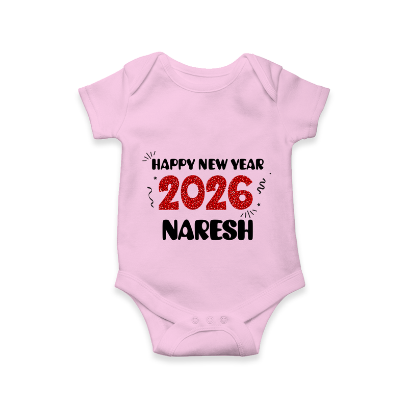 Happy New Year 2026 | Personalised Romper for Kids - BABY PINK - New Born (Chest 14")