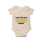 "Happy New Year 2025 - A Joyful Memory With Our Customized Romper for Babies With Name" - IVORY - 0 - 3 Months Old (Chest 16")