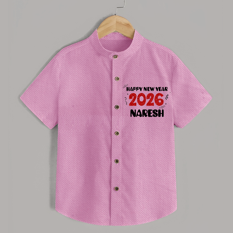 Happy New Year 2026 | Customized Shirt for Kids - BABY PINK - 0 - 6 Months Old (Chest 23")