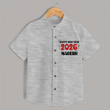 Happy New Year 2026 | Customized Shirt for Kids - GREY - 0 - 6 Months Old (Chest 23")
