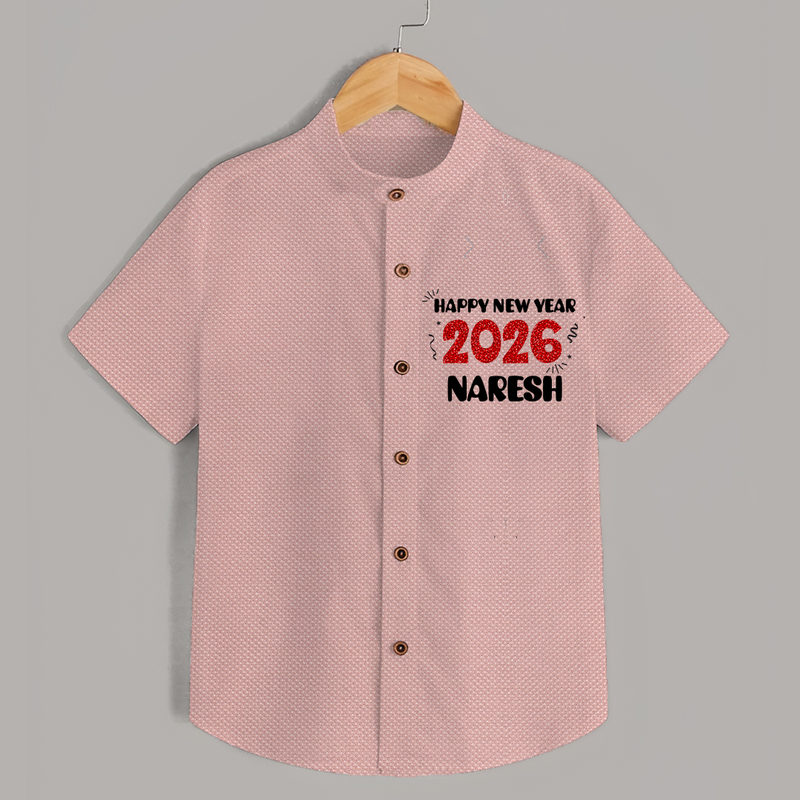 Happy New Year 2026 | Customized Shirt for Kids - PEACH - 0 - 6 Months Old (Chest 23")