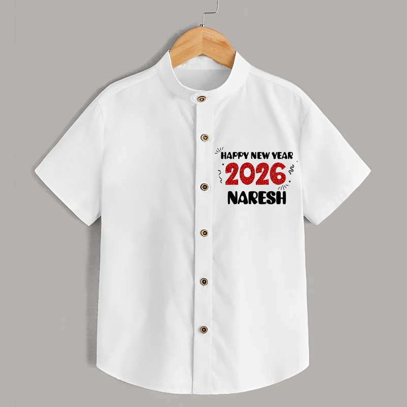 Happy New Year 2026 | Customized Shirt for Kids - WHITE - 0 - 6 Months Old (Chest 23")
