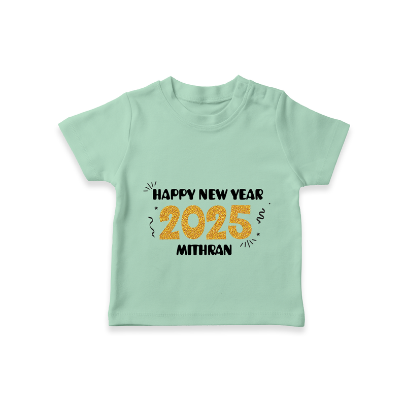 "Happy New Year 2025 - A Joyful Memory With Our Customized T-Shirt for Kids With Name" - MINT GREEN - 0-5 Months Old (Chest 17")