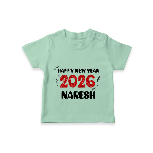 Happy New Year 2026 | Customized T-Shirt for Kids - MINT GREEN - 0-5 Months Old (Chest 17")