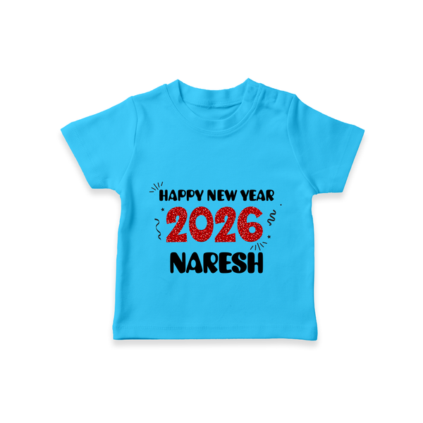 Happy New Year 2026 | Customized T-Shirt for Kids - SKY BLUE - 0-5 Months Old (Chest 17")