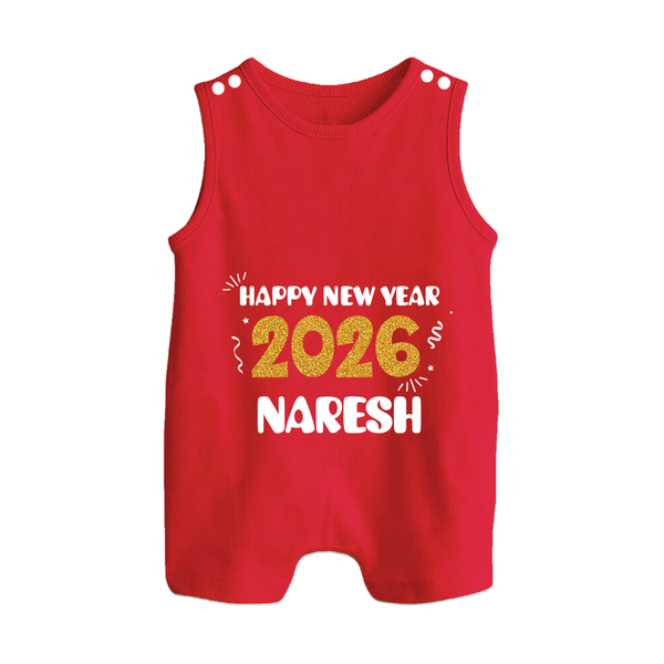 Happy New Year 2026 | Customized Romper Suit   - RED - 0 - 5 Months Old (Chest 18")
