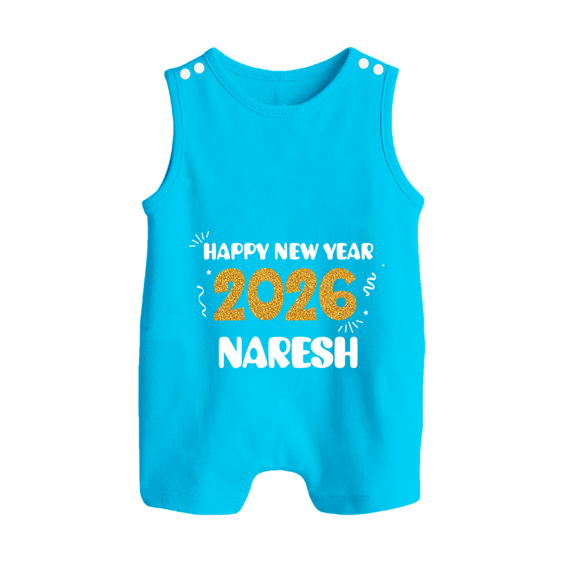 Happy New Year 2026 | Customized Romper Suit   - SKY BLUE - 0 - 5 Months Old (Chest 18")