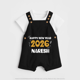 Happy New Year 2026 | Customized Dungaree for Kids - BLACK - 0 - 5 Months Old (Chest 18")