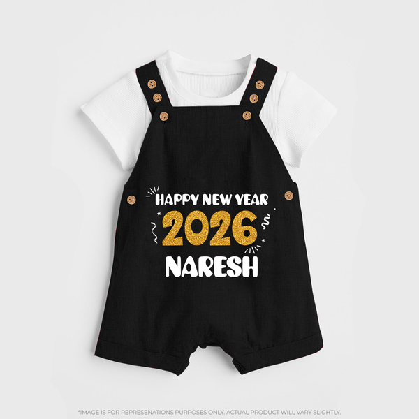 Happy New Year 2026 | Customized Dungaree for Kids - BLACK - 0 - 5 Months Old (Chest 18")