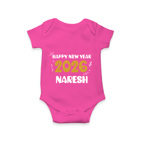 Happy New Year 2026 | Personalised Romper for Kids - HOT PINK - New Born (Chest 14")